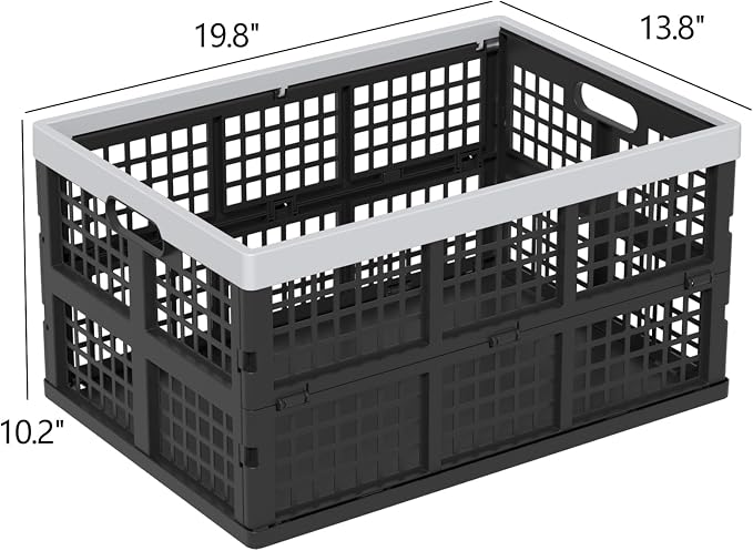 Collapsible Utility Crate Storage Bin, Folding Plastic Stackable Utility Crates - Image 2