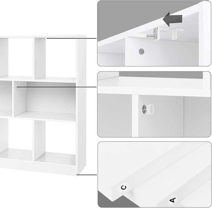 VASAGLE Bookcase, Freestanding Storage Unit, 8 Open Compartments, Used - Image 8