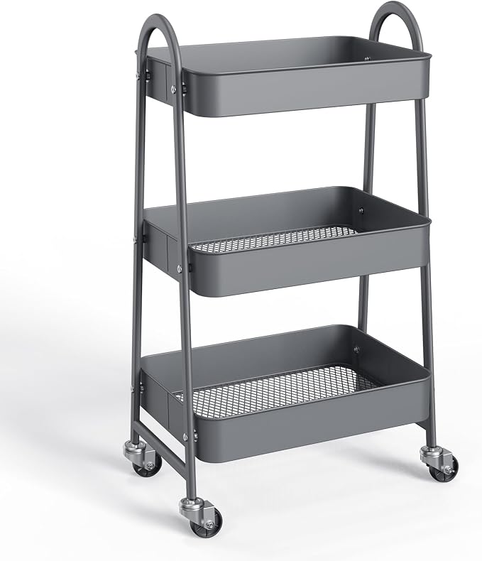 NEWBULIG 3-Tier Metal Rolling Cart by NEWBULIG