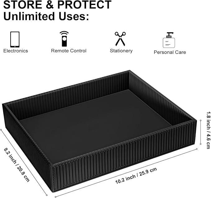 SITHON Valet Tray Desk Organizer, PU Leather Catchall Bedside Vanity Tray - Image 2
