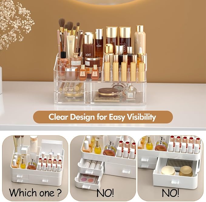 Makeup Organizer for Vanity, Acrylic Large Desk Organizer - Image 4