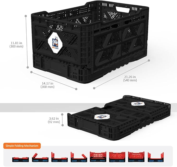 Bigant Heavy Duty Collapsible & Stackable Plastic Milk Crate - Image 5