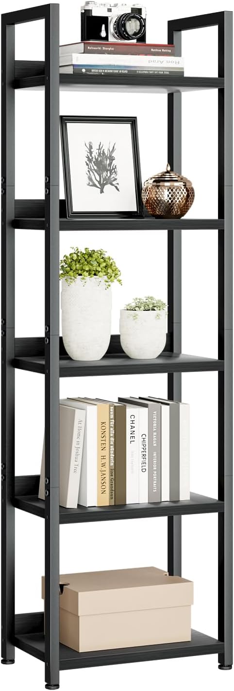 NUMENN Narrow Bookshelf, 5 Tier Bookshelves, Home Office Bookcase Shelf Storage by NUMENN