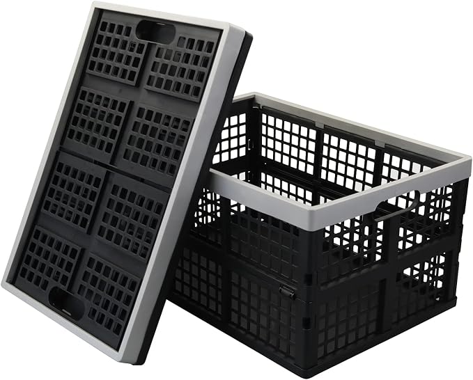 Anbers 42 L Plastic Collapsible Storage Crate, Folding Milk Crate Storage Bins - Image 6