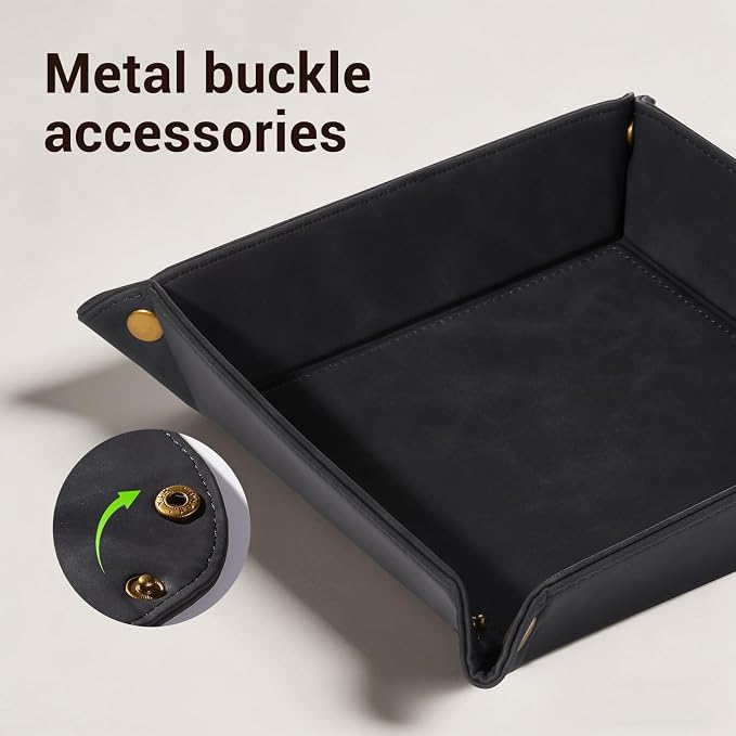 CoBak Leather Valet Tray, Premium PU Leather Catch-All Tray - Image 7