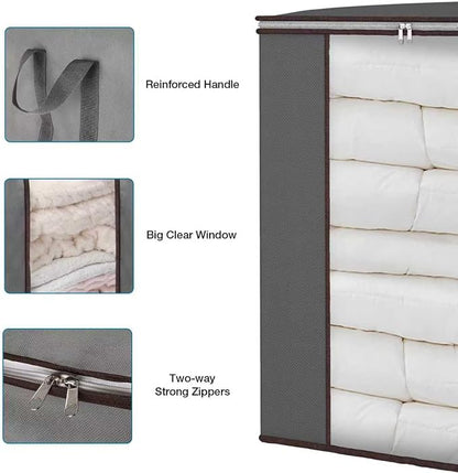 120L Extra Large Clothes Storage Bags, 3 Pack Blanket & Clothing Storage Bins - Image 3