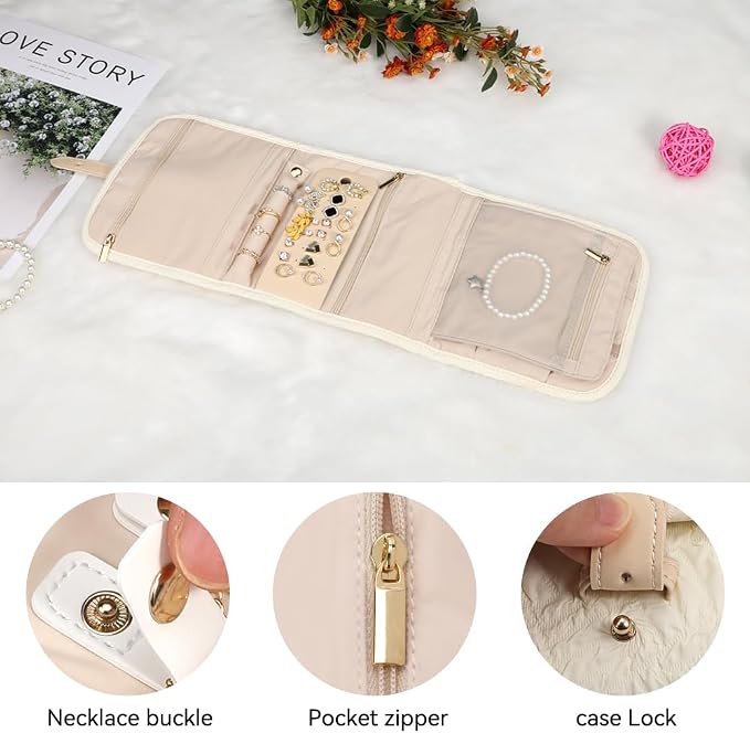 Voova Travel Jewelry Holder Organizer Case, Small Jewelry Storage Bag - Image 3