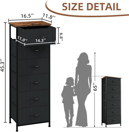 Somdot Tall Dresser for Bedroom, 6 Drawer Storage Cabinet, Home Storage | - Image 3