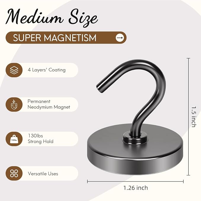 Neosmuk Magnetic Hooks for Cruise Cabins, Heavy Duty 130lb Strong Magnet Hook - Image 6