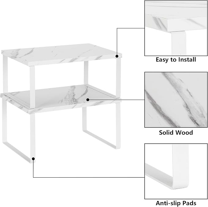NEX Kitchen Counter Shelf, Stackable Cabinet Shelf Organizers Expandable - Image 6