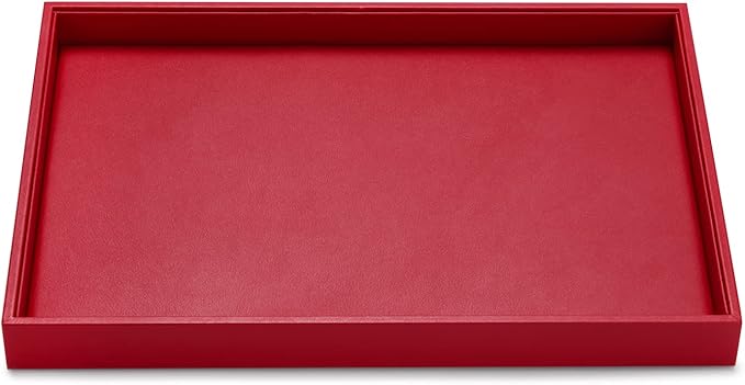 Oirlv Gorgeous Red Leather Jewelry Tray Flat Jewelry Display Tray Stackable by Oirlv