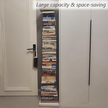 Invisible Vertical Spine Bookshelf Tower, Tall Narrow Metal Bookshelf - Image 4