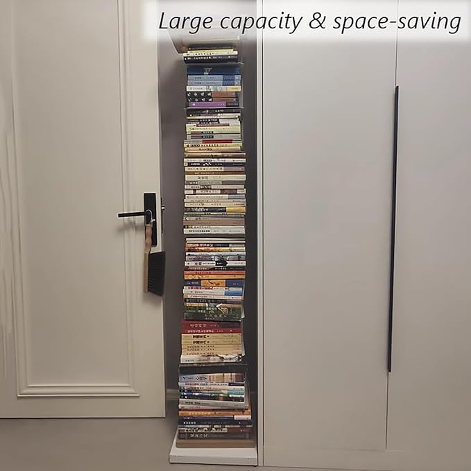 Invisible Vertical Spine Bookshelf Tower, Tall Narrow Metal Bookshelf - Image 4
