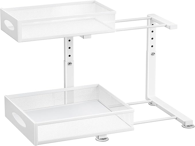 Under Sink Organizer, L-Shaped Adjustable Height, Mesh Sliding Drawer - Image 4