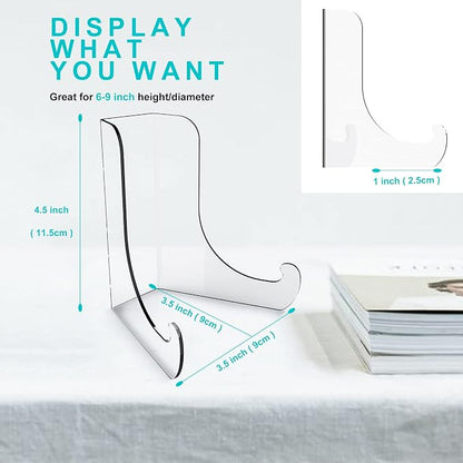 Boloyo Flat Back Acrylic Plate Display Stand, 4.5 Inch 2PC Clear Acrylic - Image 2