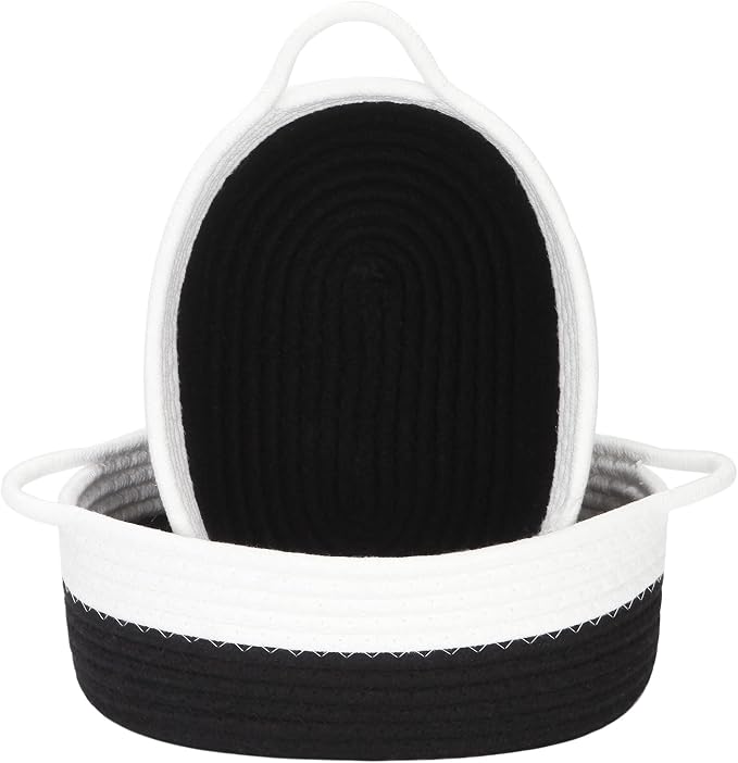 Sea Team 2-Pack Cotton Rope Baskets, Fabric Tray, Oval Open Dish by SeaTeam
