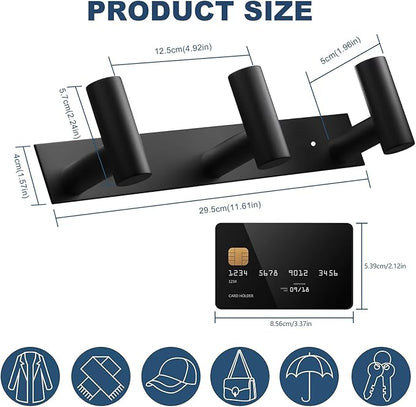 VAEHOLD Black Hat and Coat Wall Mount Rack - Image 4