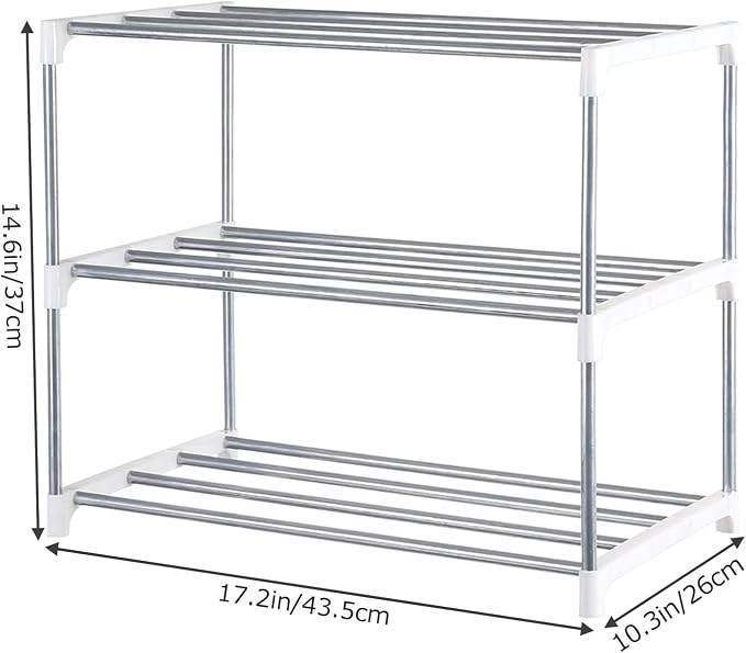 Small Shoe Rack, Narrow Stackable Shoe Shelf Organizer | - Image 3