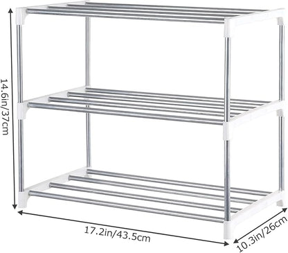 Small Shoe Rack, Narrow Stackable Shoe Shelf Organizer | - Image 3