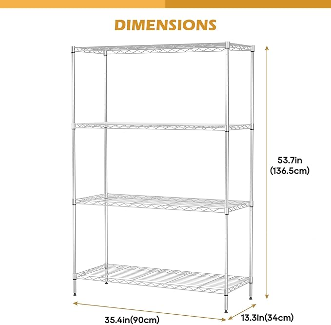 PayLessHere 4 Tier Shelving Unit 13.4" D×35" W×53.7" H Metal Shelving Standing - Image 3