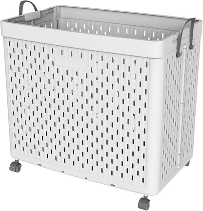 UAK Laundry Basket with Wheels, Collapsible Plastic Laundry Hamper with Handle by SayGoodbyetoClosetChaoswithCurStorage