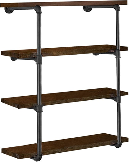 HITOMEN Industrial Iron Pipe Shelves, 2 Set 4-Tier 41.5" Tall 12" Depth by HITOMEN