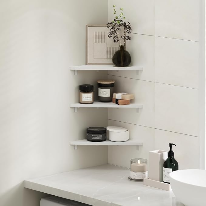 Furinno Rossi Triangle Corner Floating Shelves, Wall Mount Display Shelf - Image 2