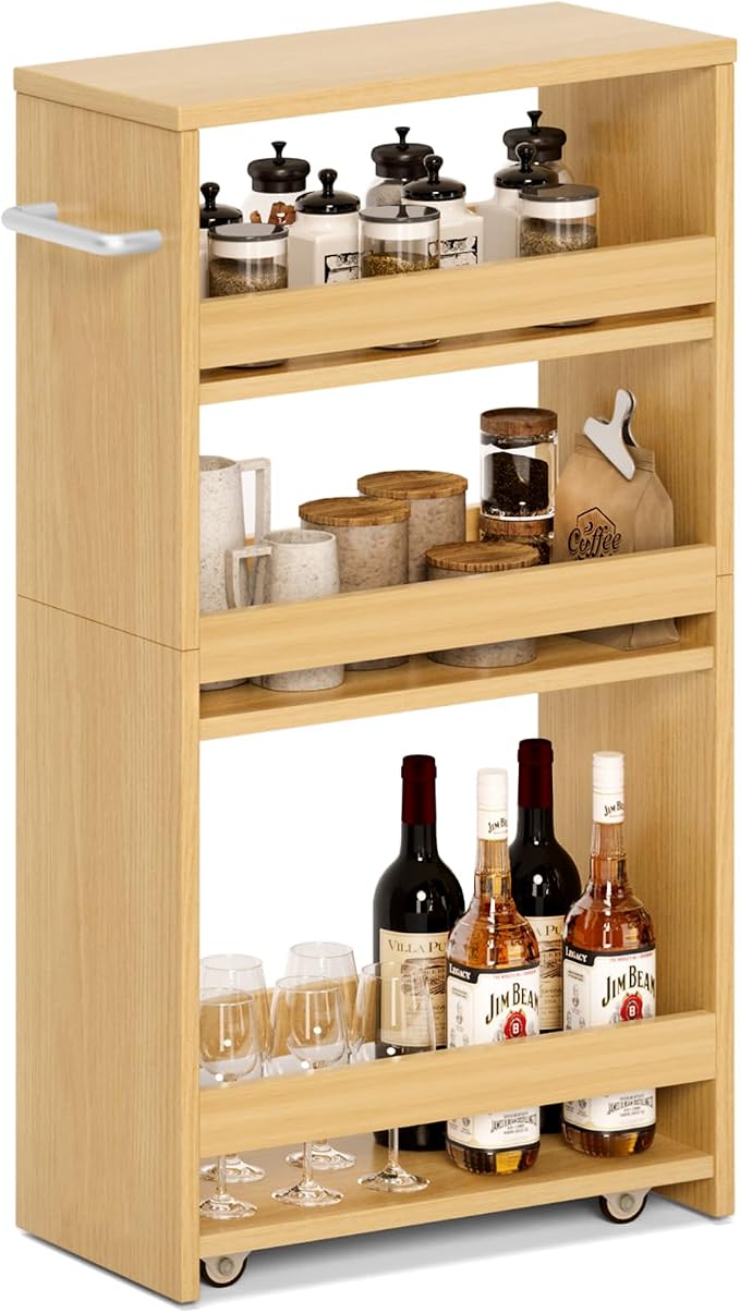 MARTY Rolling Storage Cart 7.9" W, 4-Tier Kitchen Cart by MARTY