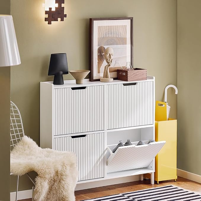 SoBuy Shoe Cabinet 4 Drawers, Narrow Shoe Storage Organizer - Image 2