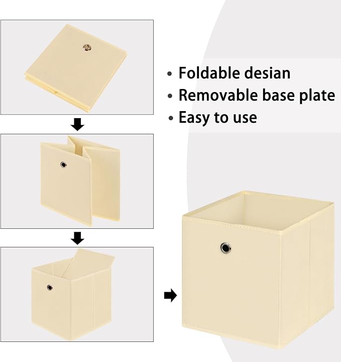 Foldable Storage Cubes Bins, 11 Inch Cloth Storage Cube Fabric Storage Box - Image 6