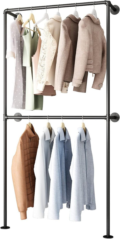 Industrial Pipe Clothing Rack Wall Mounted Garment Rack, Laundry Room - Image 7