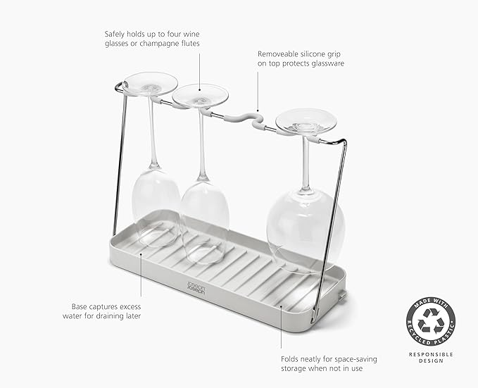 Joseph Joseph DrySmart Folding Stemmed Wine Glass Drying Rack, Space-Saving - Image 5