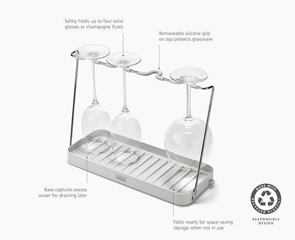 Joseph Joseph DrySmart Folding Stemmed Wine Glass Drying Rack, Space-Saving - Image 5