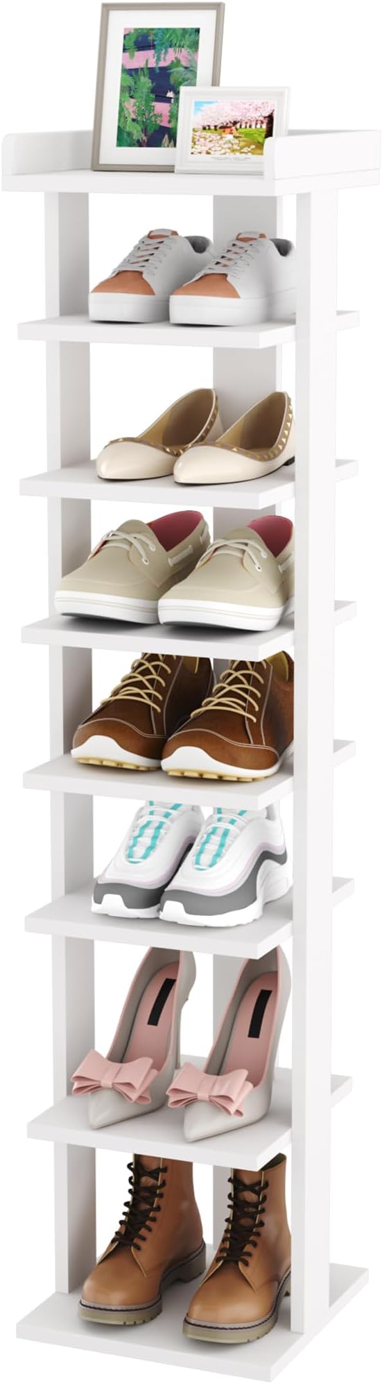 HOMEFORT 7-Tier Wood Shoe Rack, Entryway Shoe Tower, Vertical Shoe Organizer by HOMEFORT