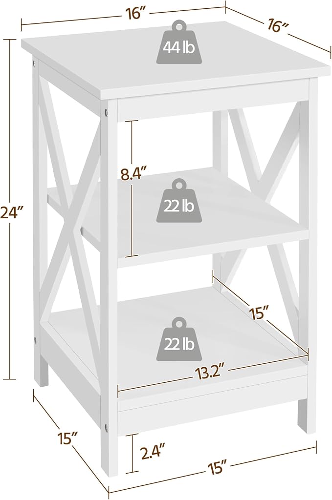 Yaheetech End Tables Set of 2, 3-Tier Side Tables - Image 3