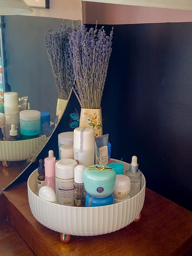 360 Rotating Makeup Organizer, Modern Acrylic Round Organizer - Image 7