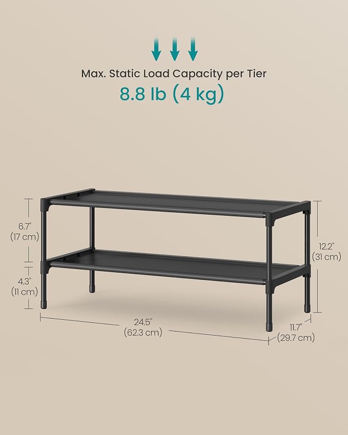 SONGMICS Shoe Rack, Space-Saving, Metal Frame | Space-Saving Shoe Storage - Image 3