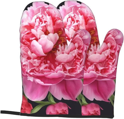 Oven Mitts Set of 2 Garden Peony Oven Glove Heat Resistant 500â„‰ Kitchen Oven - Image 8