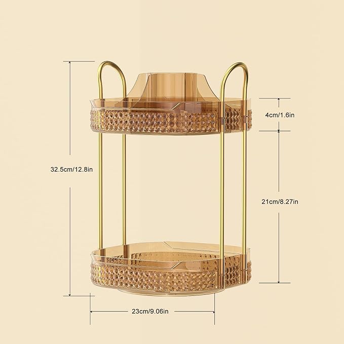 360° Rotating Makeup Organizer 2 Tier, Large Skincare Clear Make Up Storage - Image 5