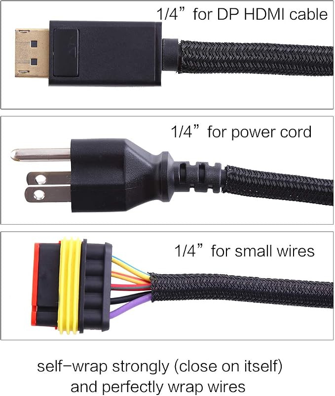 Alex Tech 10ft - 1/4 inch Cord Protector Wire Loom Tubing Cable Sleeve Split - Image 3