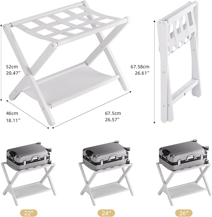 HITNET White Luggage Rack, Folding Suitcase Stand - Image 4