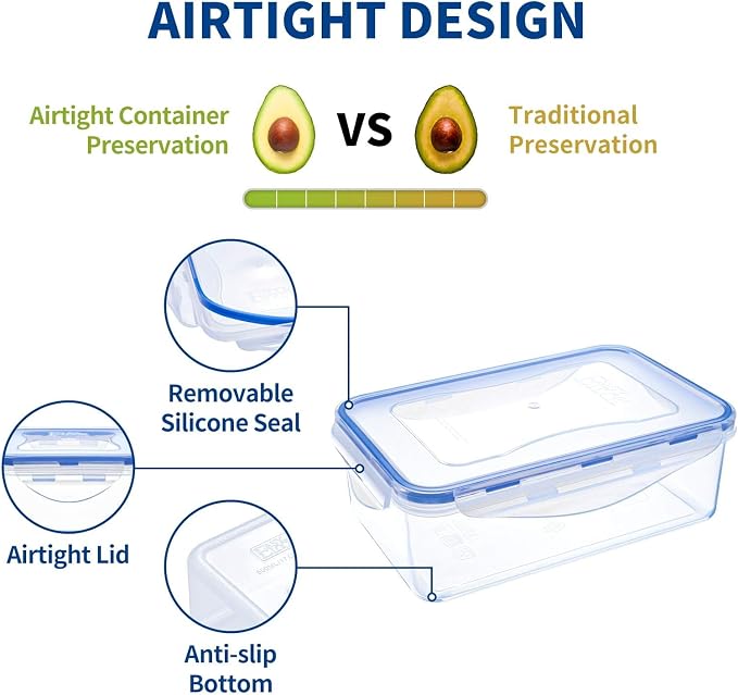 KIGI Airtight Reusable Meal Prep Containers, Leak-Proof & Stackable, 4-Sided - Image 3