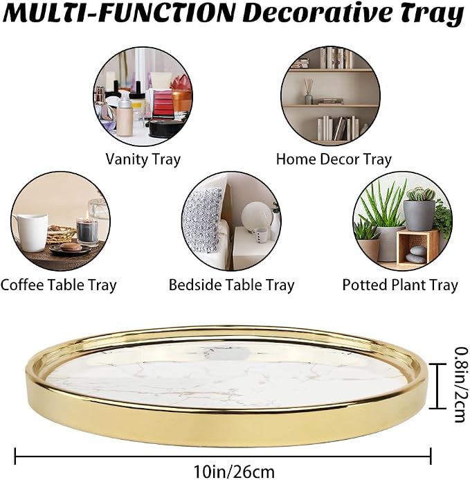 Vanity Perfume Round Decorative Storage Tray - Image 2