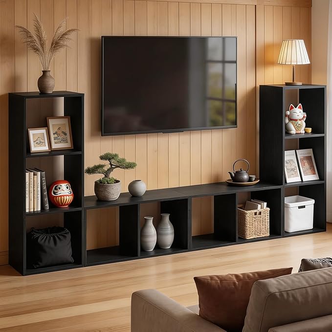POWERSTONE 3 Cube Storage Organizer, 3 Tier Cubby Bookshelf Freestanding - Image 8