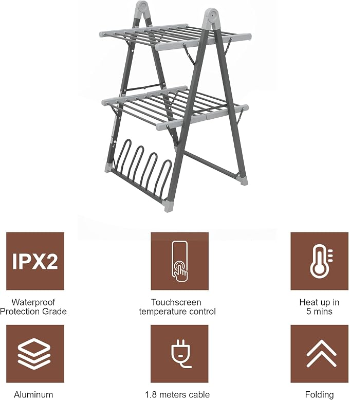 Electric Heated Clothes Drying Rack, Foldable Heated Garment Dryer - Image 5