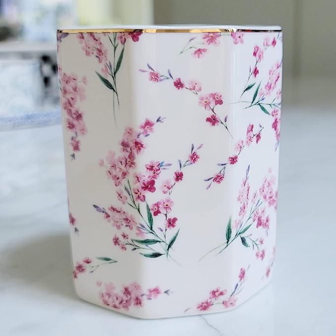 Pen Holder Stand for Desk Floral Pattern Pencil Cup for Girls Kids Durable - Image 2