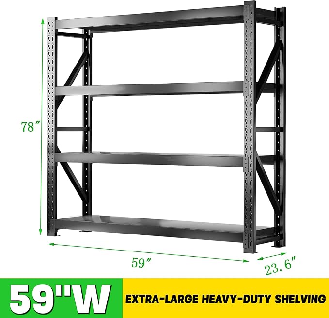 3000LBS Heavy Duty Storage Shelves, 4-Tier Adjustable Garage Organization - Image 3