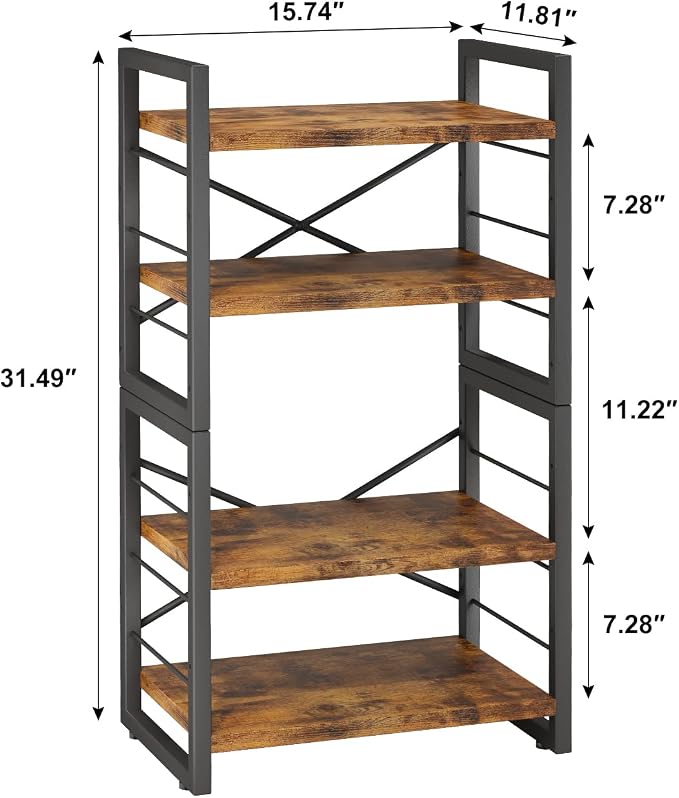 Homeiju Bookshelf, Dorm Desk Hutch, Desk Shelf Organizer, 4 Tier Stackable - Image 3