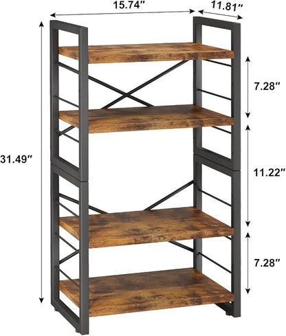 Homeiju Bookshelf, Dorm Desk Hutch, Desk Shelf Organizer, 4 Tier Stackable - Image 3