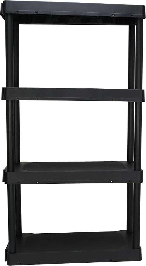 Black Plastic 4-Tier Shelving Unit, 280 lb Capacity, 56.2x30x13.8 Inches - Image 5